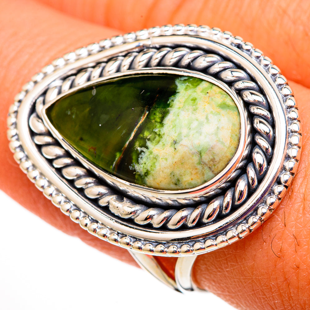 Australian Green Opal Rings handcrafted by Anasilvercos - RING105622