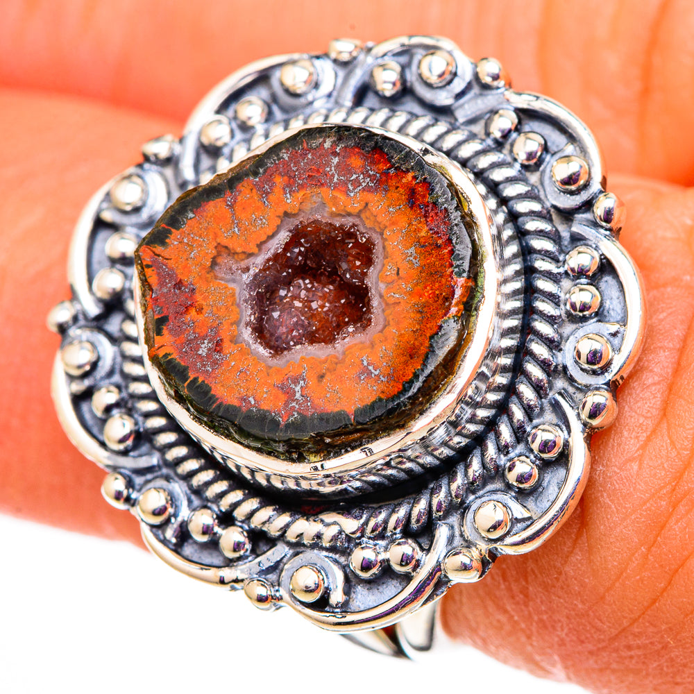 Red Geode Slice Rings handcrafted by Anasilvercos - RING105631