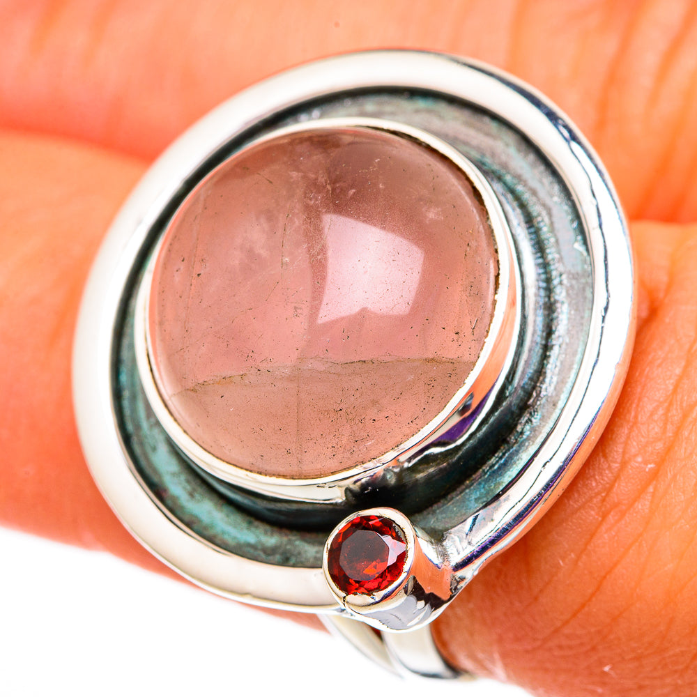 Rose Quartz, Garnet Rings handcrafted by Anasilvercos - RING105634