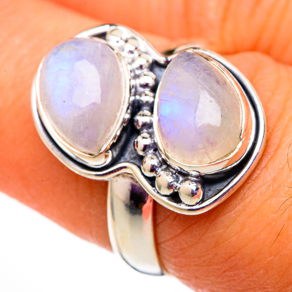 Rainbow Moonstone Rings handcrafted by Anasilvercos - RING105713