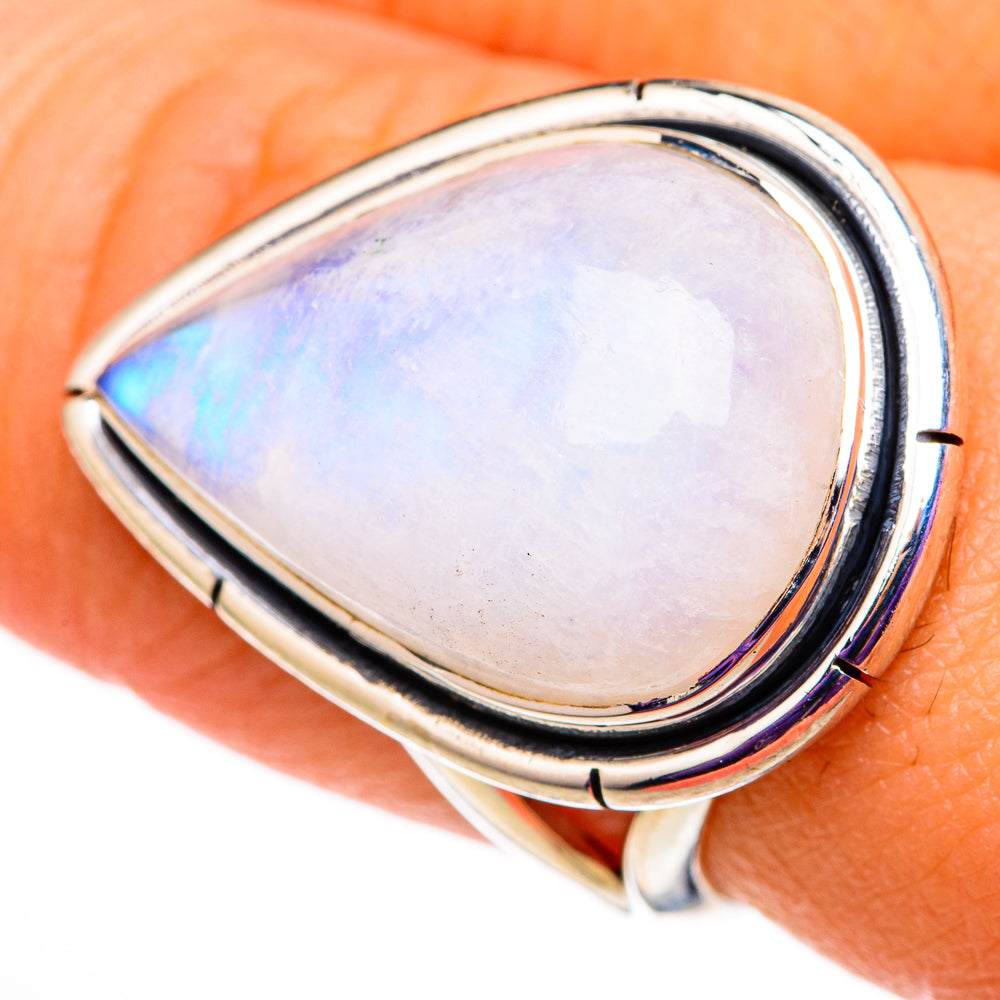Rainbow Moonstone Rings handcrafted by Anasilvercos - RING105714