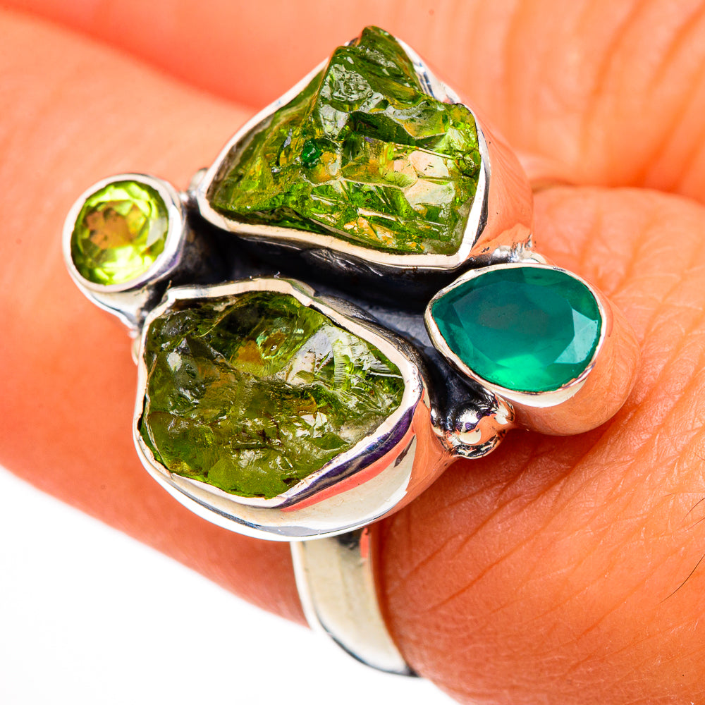 Chrome Diopside, Green Onyx, Peridot Rings handcrafted by Anasilvercos - RING105727