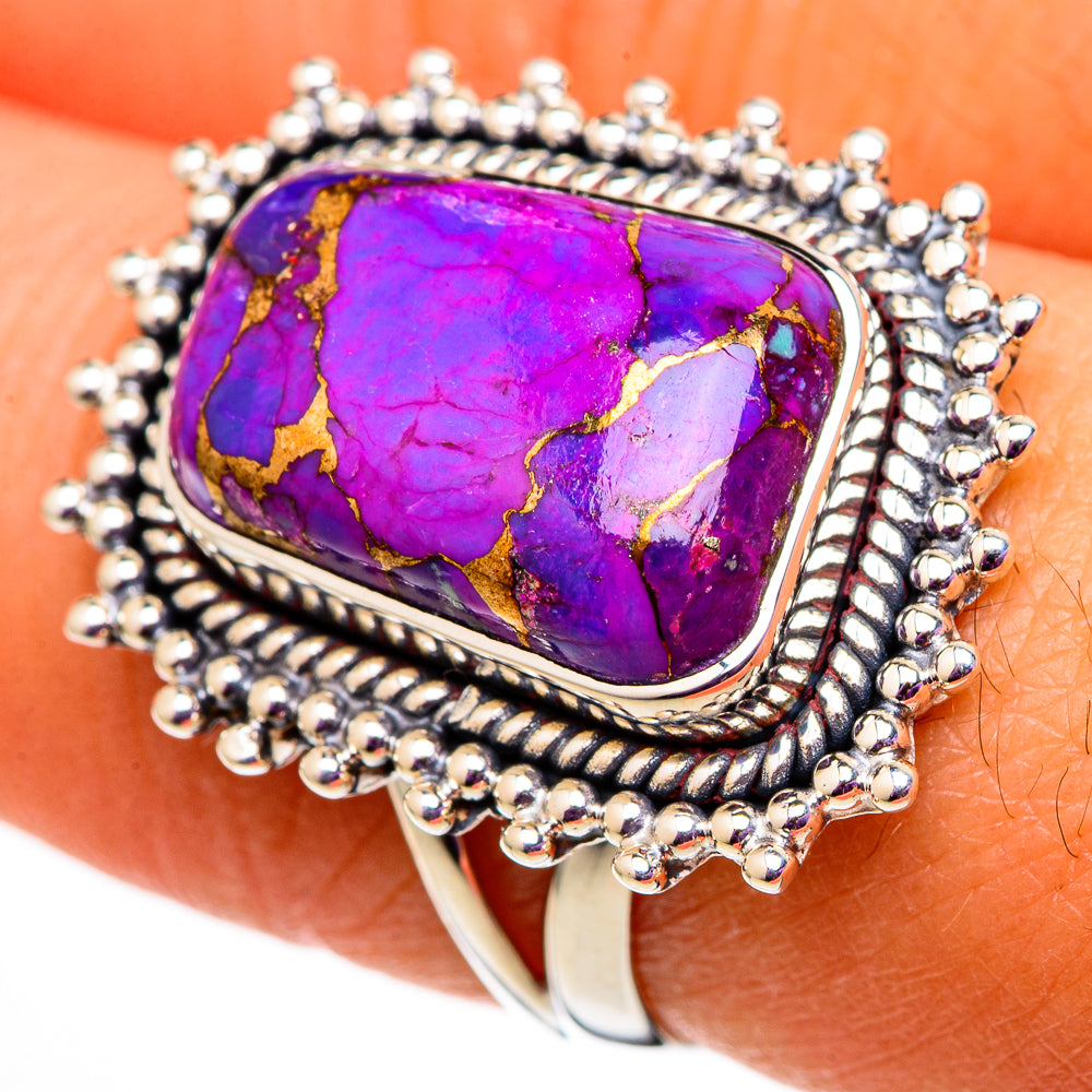 Purple Copper Composite Turquoise Rings handcrafted by Anasilvercos - RING105736