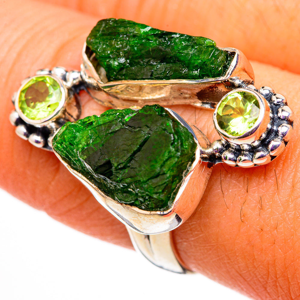 Chrome Diopside, Peridot Rings handcrafted by Anasilvercos - RING105755