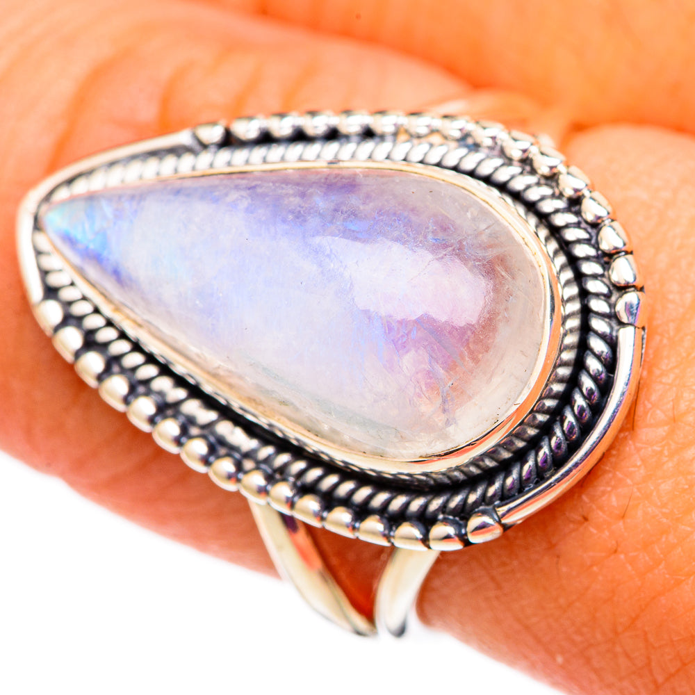 Rainbow Moonstone Rings handcrafted by Anasilvercos - RING105770
