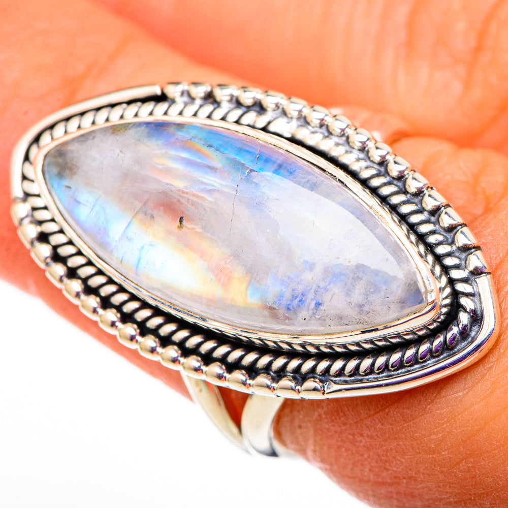 Rainbow Moonstone Rings handcrafted by Anasilvercos - RING105772