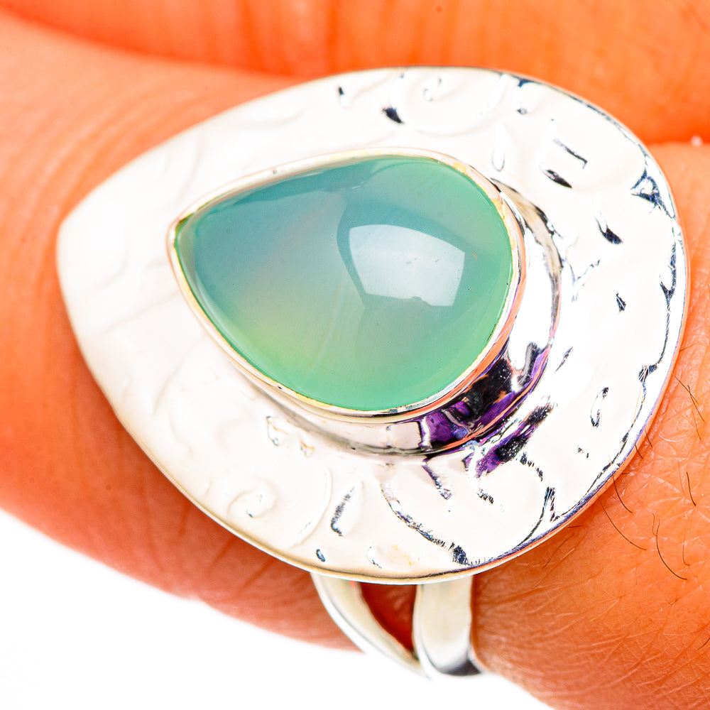 Aqua Chalcedony Rings handcrafted by Anasilvercos - RING105775