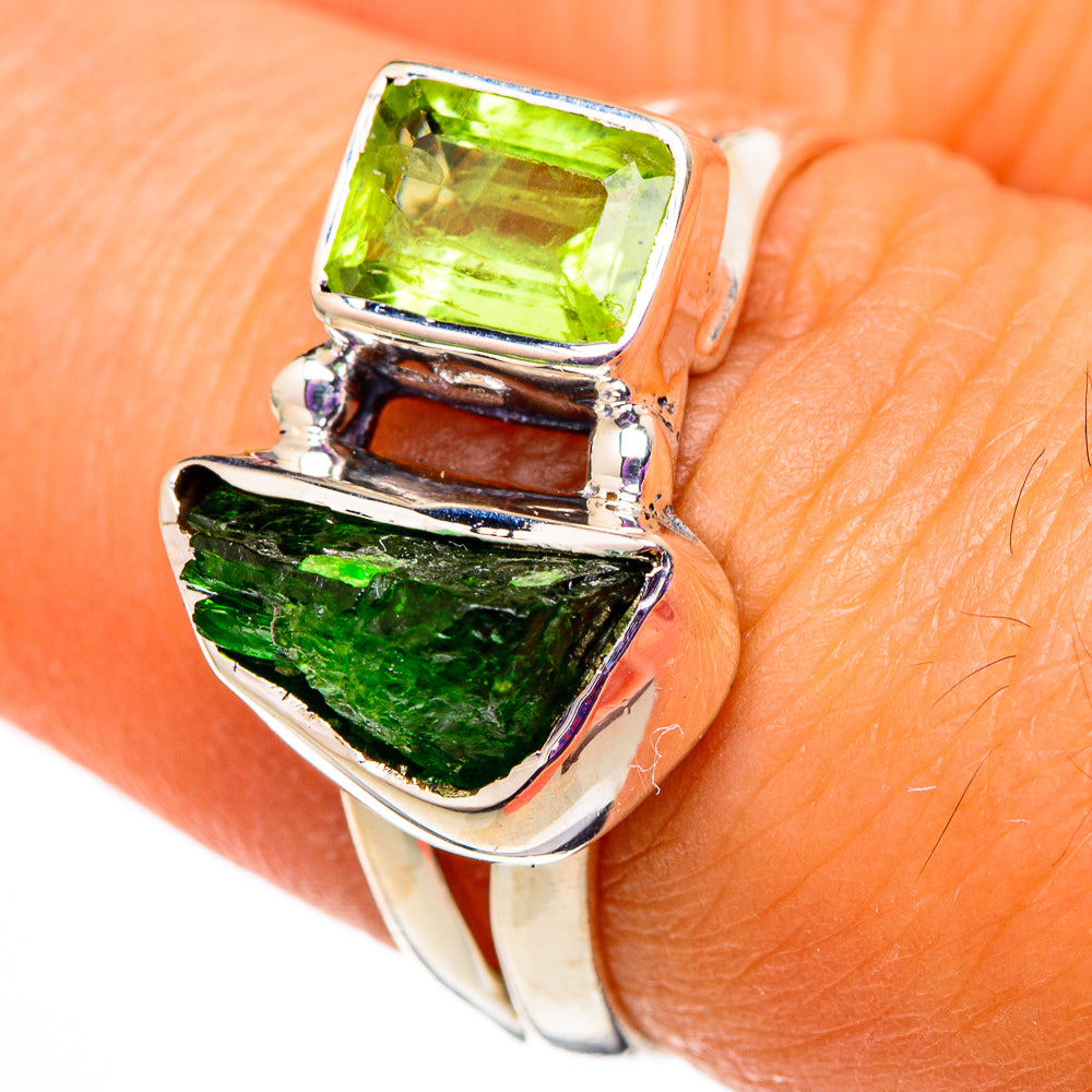 Chrome Diopside, Peridot Rings handcrafted by Anasilvercos - RING105779