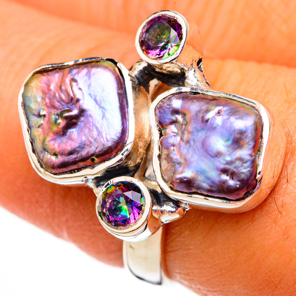 Titanium Mother Of Pearl, Mystic Topaz Rings handcrafted by Anasilvercos - RING105791