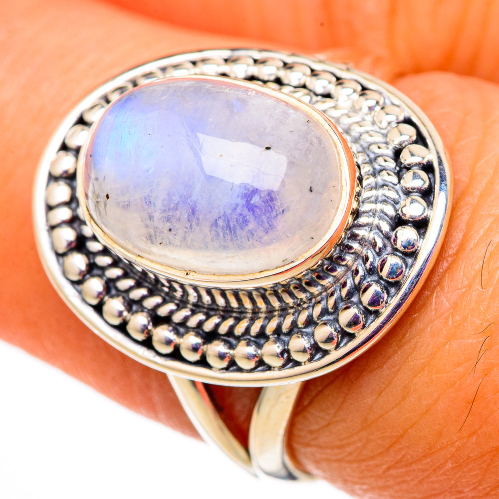 Rainbow Moonstone Rings handcrafted by Anasilvercos - RING105798