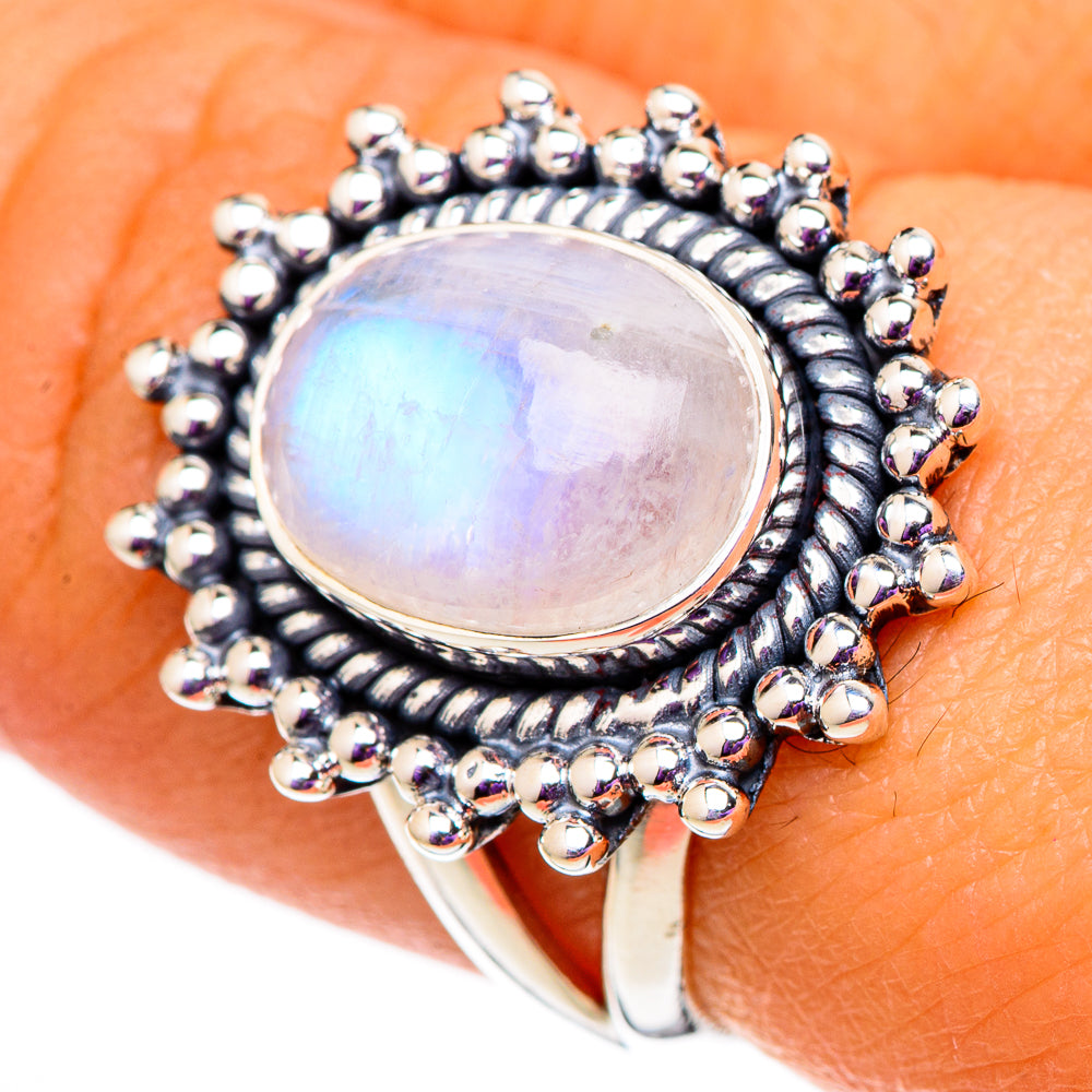 Rainbow Moonstone Rings handcrafted by Anasilvercos - RING105800