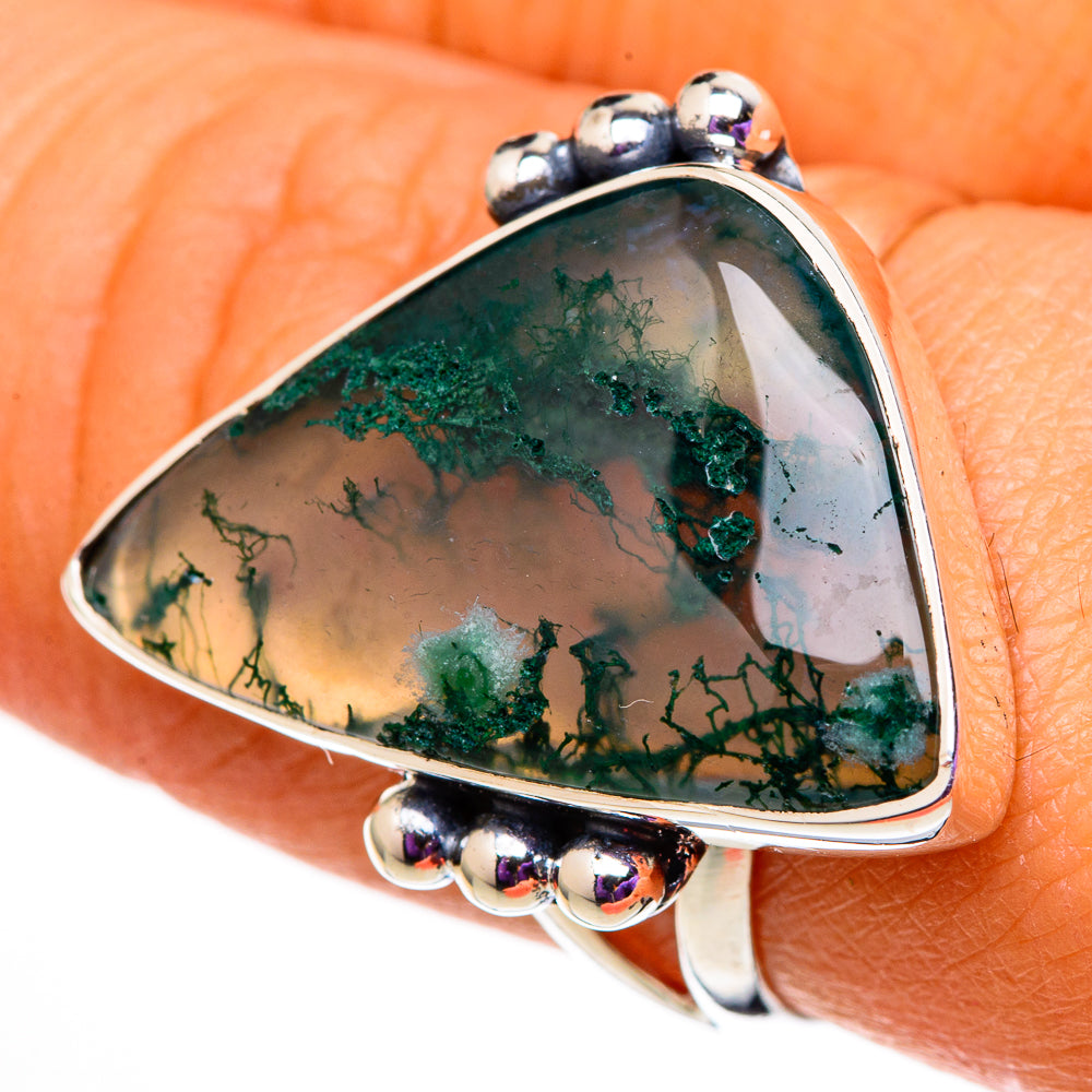 Green Moss Agate Rings handcrafted by Anasilvercos - RING105810