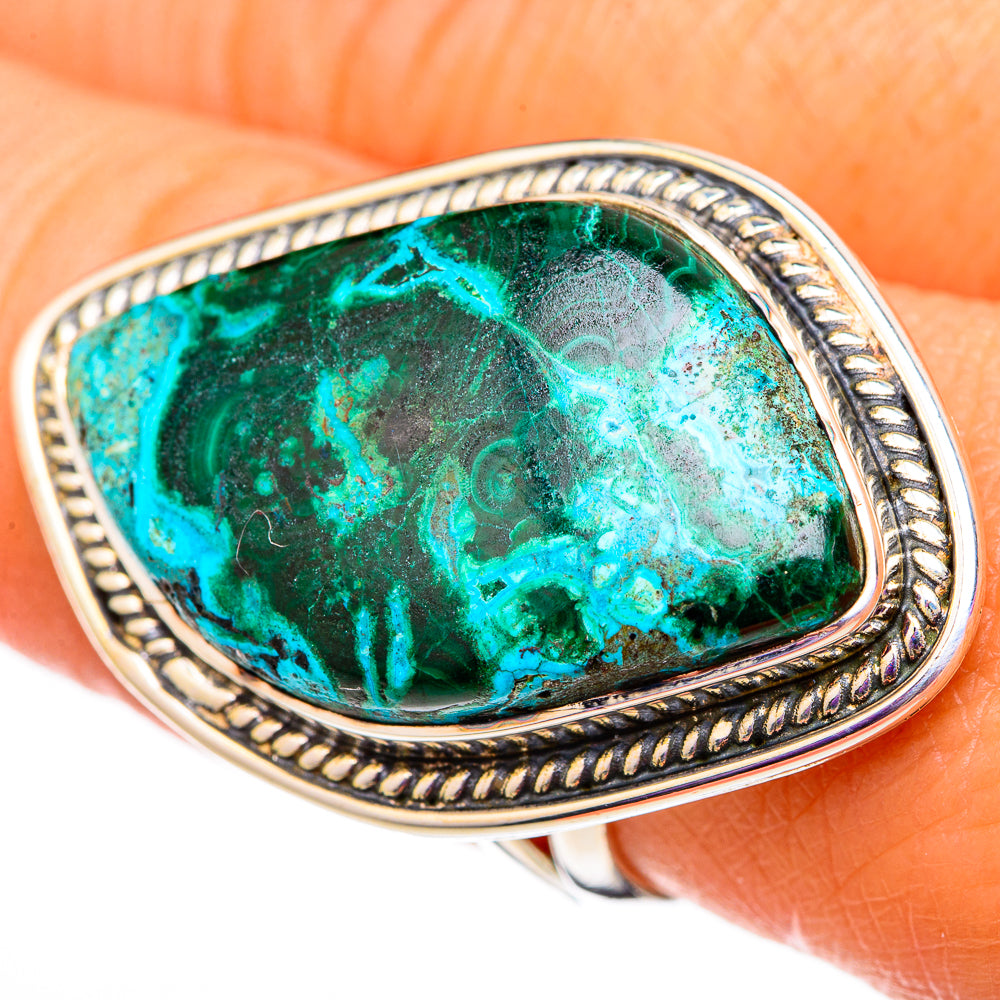Chrysocolla In Malachite Rings handcrafted by Anasilvercos - RING105843