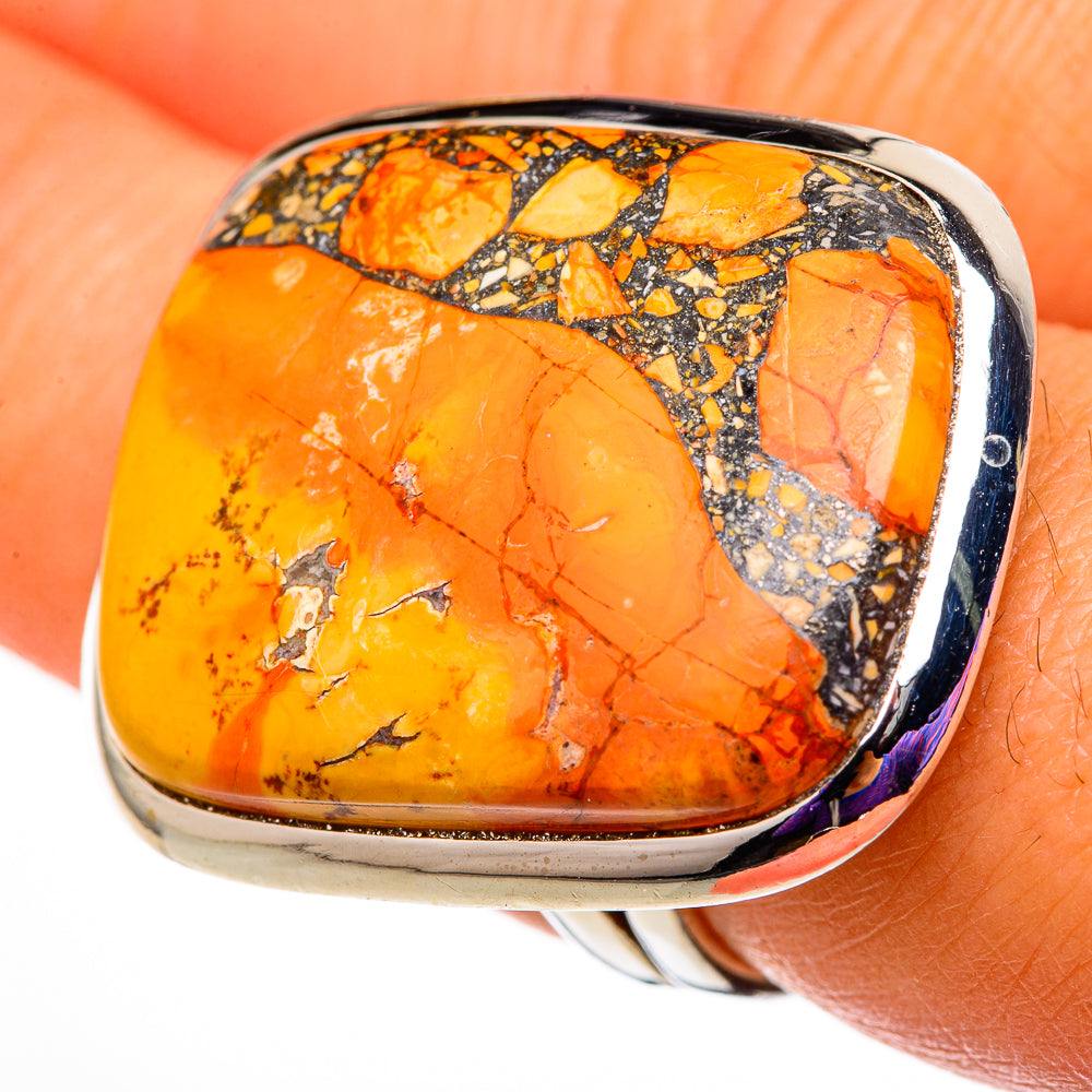 Orange Copper Composite Turquoise Rings handcrafted by Anasilvercos - RING105866