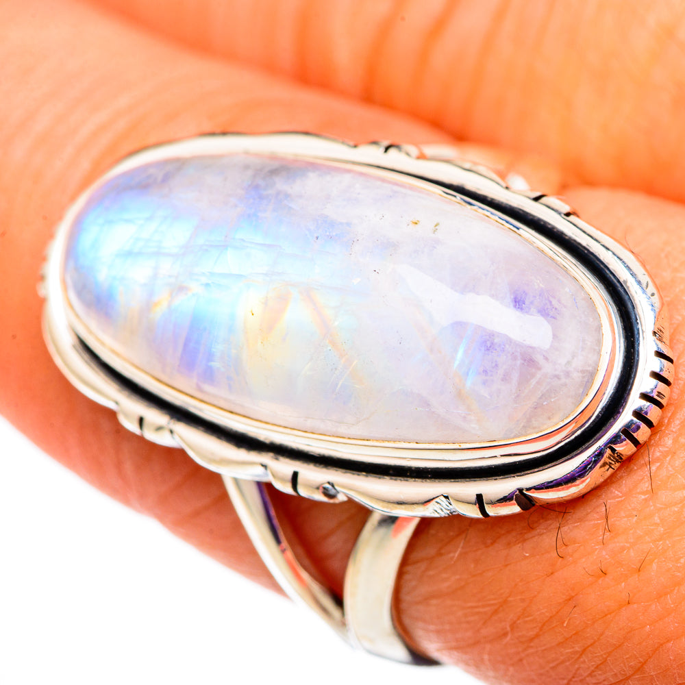 Rainbow Moonstone Rings handcrafted by Anasilvercos - RING105883