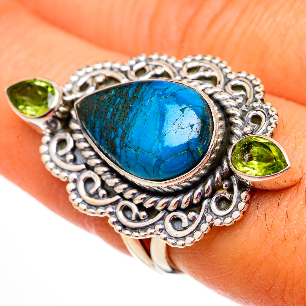 Chrysocolla, Peridot Rings handcrafted by Anasilvercos - RING105898
