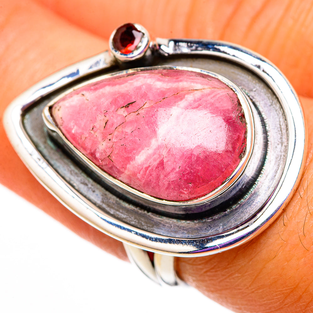 Rhodochrosite, Garnet Rings handcrafted by Anasilvercos - RING105910