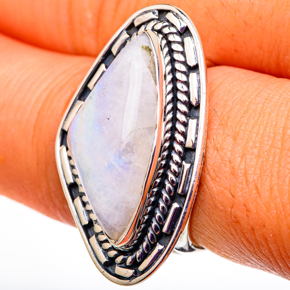 Rainbow Moonstone Rings handcrafted by Anasilvercos - RING105922
