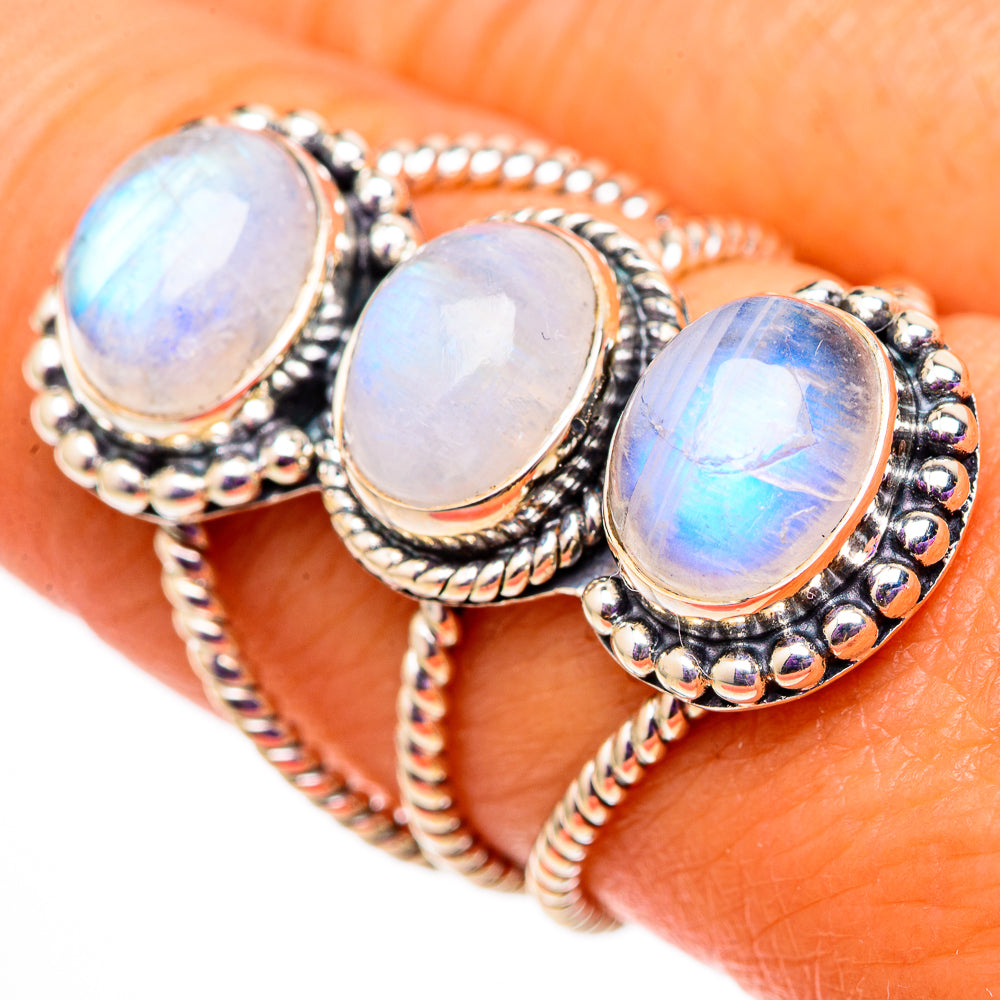 Rainbow Moonstone Rings handcrafted by Anasilvercos - RING105924