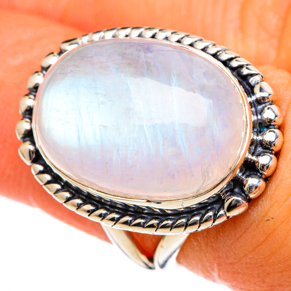 Rainbow Moonstone Rings handcrafted by Anasilvercos - RING105961