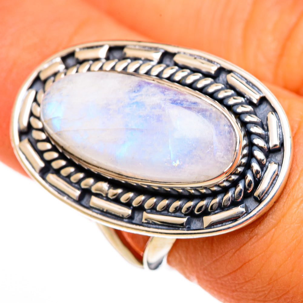 Rainbow Moonstone Rings handcrafted by Anasilvercos - RING106001