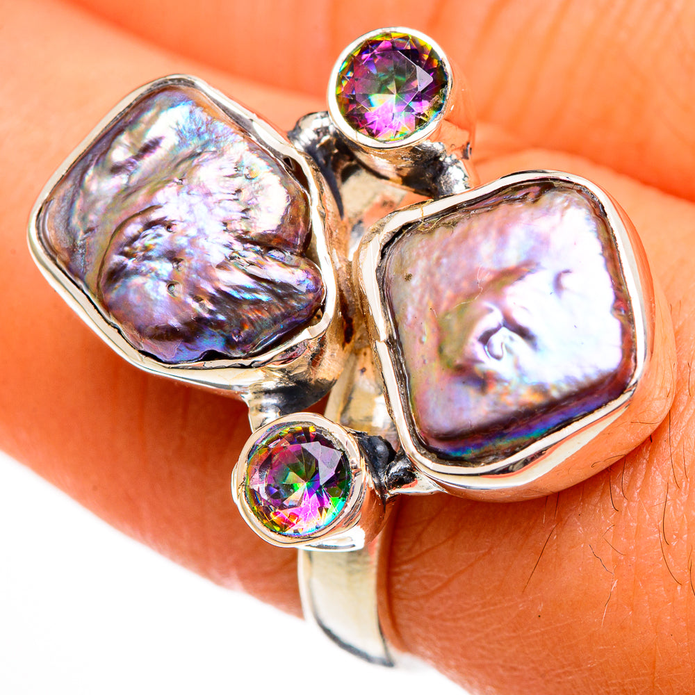 Titanium Mother Of Pearl Rings handcrafted by Anasilvercos - RING106031