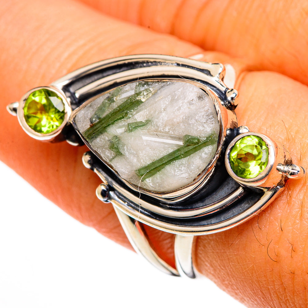 Green Tourmaline In Quartz Rings handcrafted by Anasilvercos - RING106052