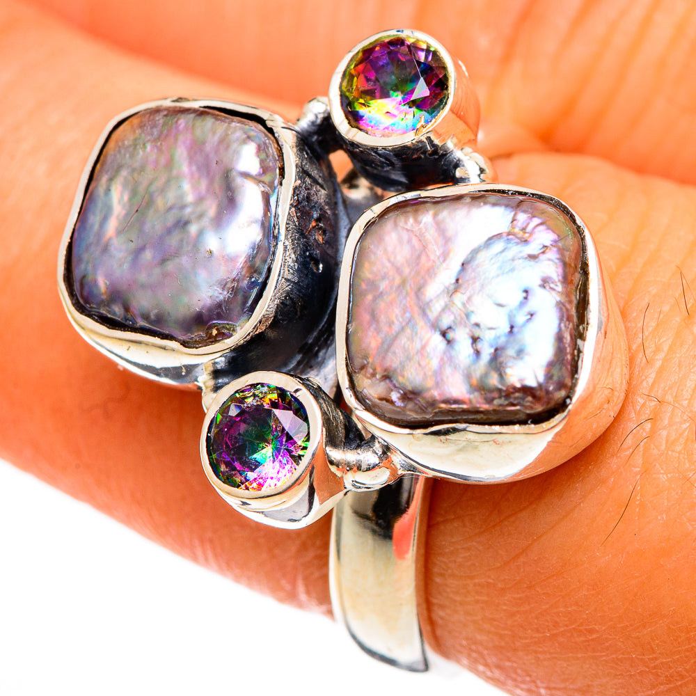 Titanium Mother Of Pearl Rings handcrafted by Anasilvercos - RING106066