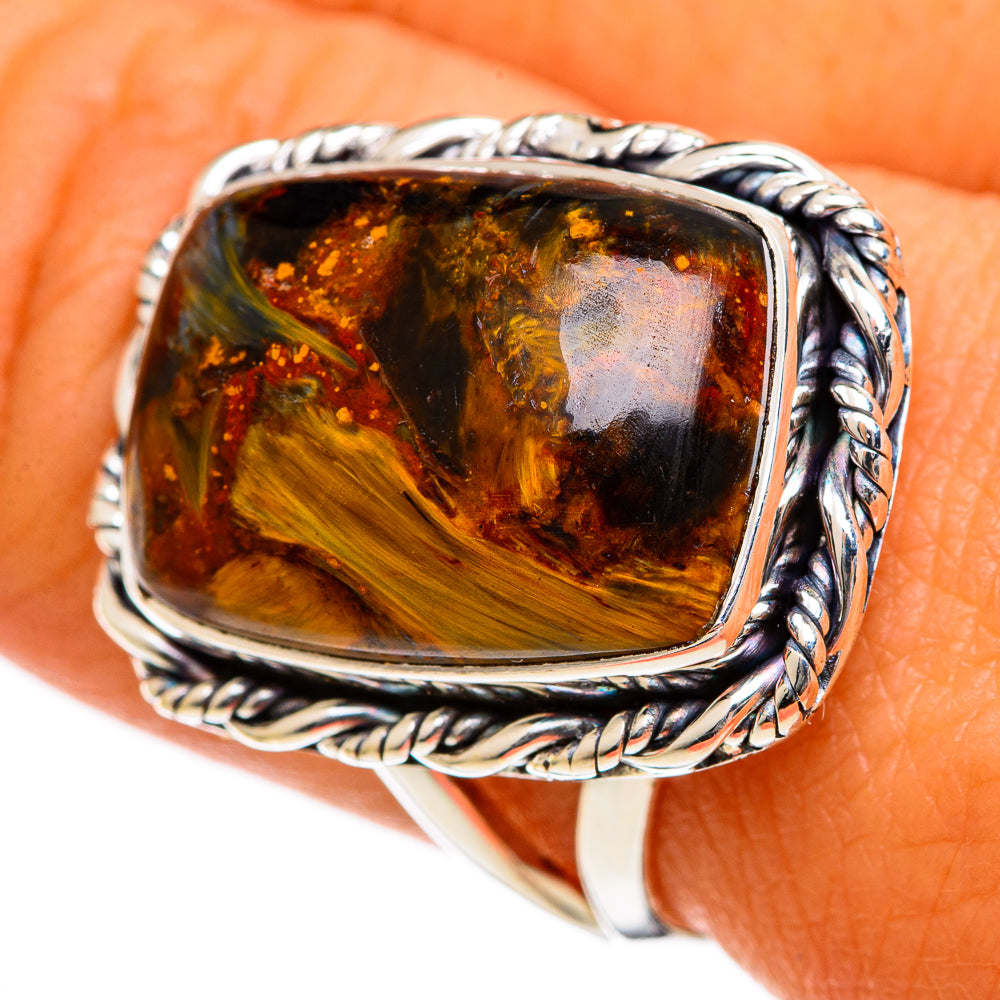 Golden Pietersite Rings handcrafted by Anasilvercos - RING106092