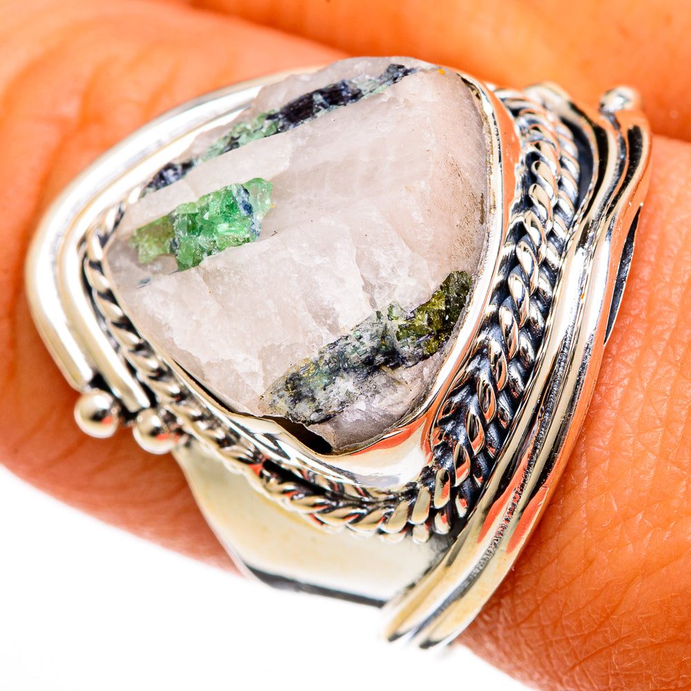 Green Tourmaline In Quartz Rings handcrafted by Anasilvercos - RING106118