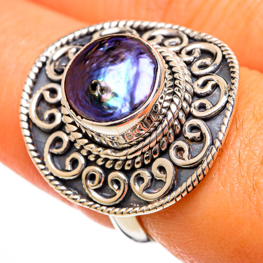 Titanium Mother Of Pearl Rings handcrafted by Anasilvercos - RING106133