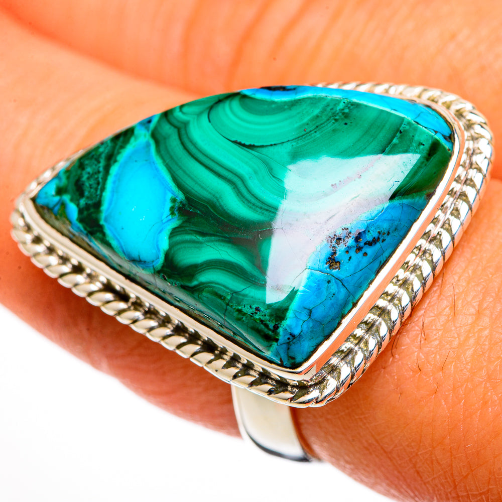 Malachite In Chrysocolla Rings handcrafted by Anasilvercos - RING106229