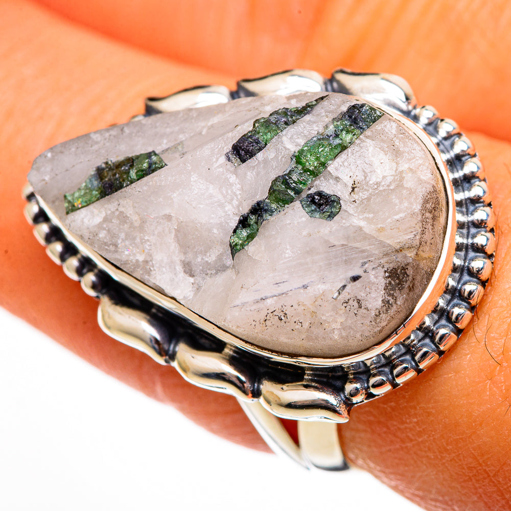 Green Tourmaline In Quartz Rings handcrafted by Anasilvercos - RING106237