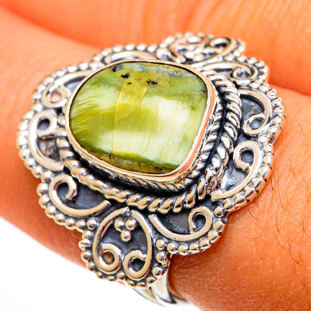 African Green Opal Rings handcrafted by Anasilvercos - RING106240
