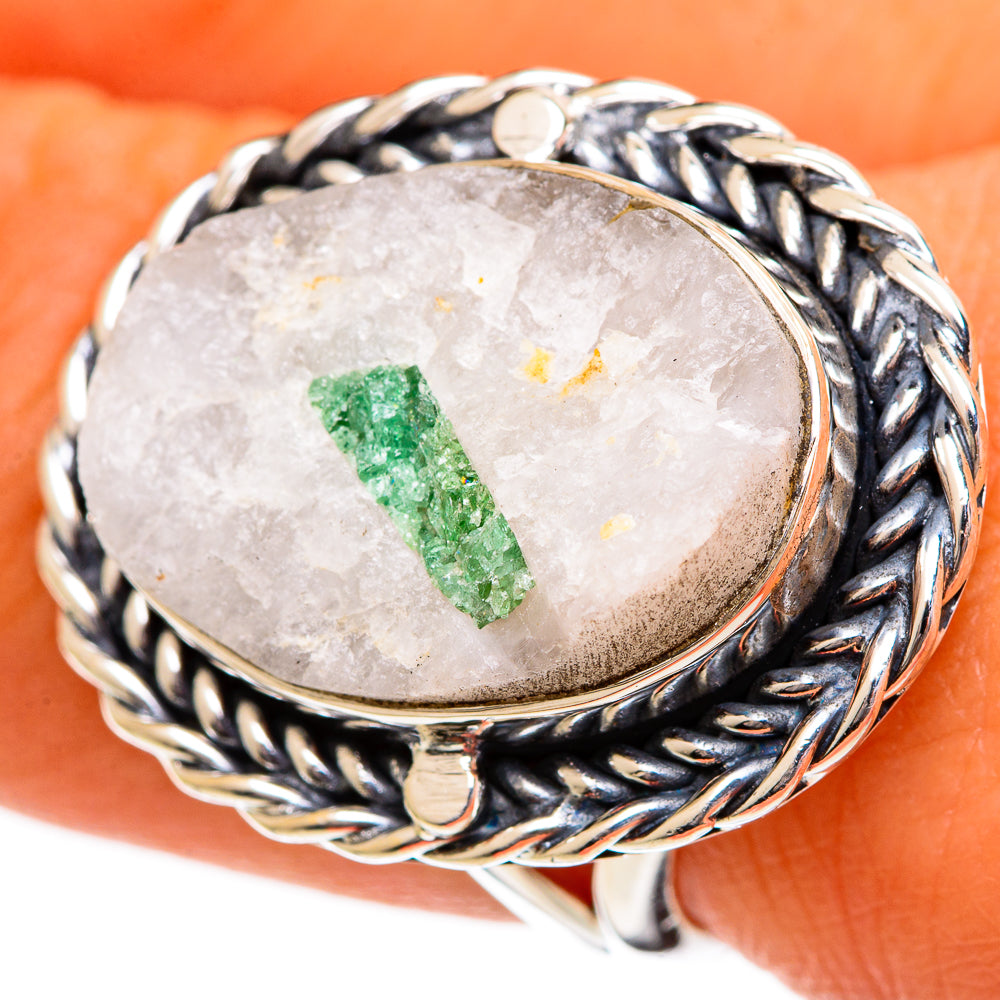 Green Tourmaline In Quartz Rings handcrafted by Anasilvercos - RING106302