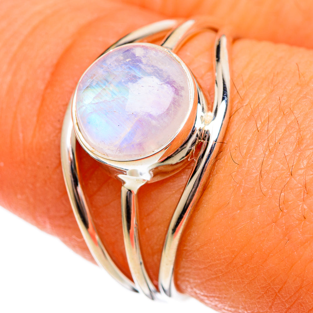 Rainbow Moonstone Rings handcrafted by Anasilvercos - RING106305