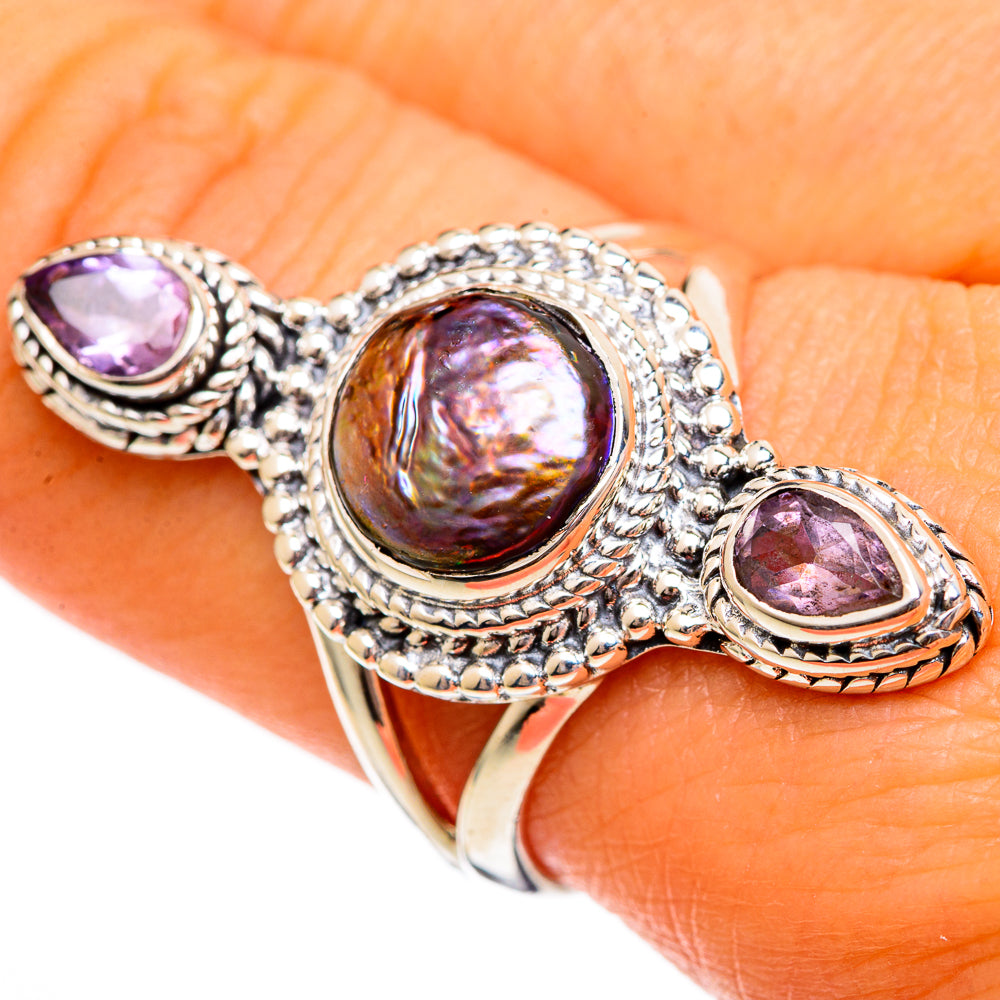 Titanium Mother Of Pearl Rings handcrafted by Anasilvercos - RING106331