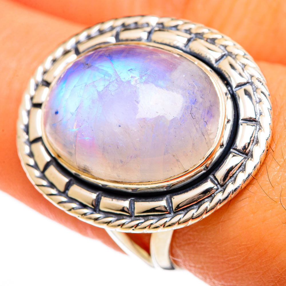 Rainbow Moonstone Rings handcrafted by Anasilvercos - RING106338