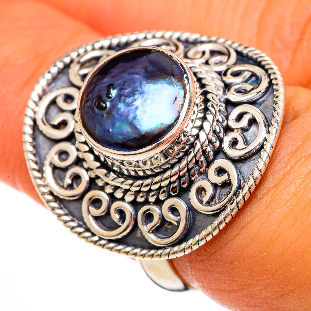 Titanium Pearl Rings handcrafted by Anasilvercos - RING106366