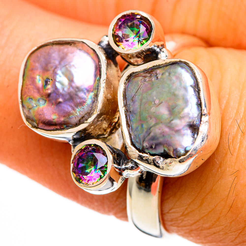 Titanium Mother Of Pearl Rings handcrafted by Anasilvercos - RING106367