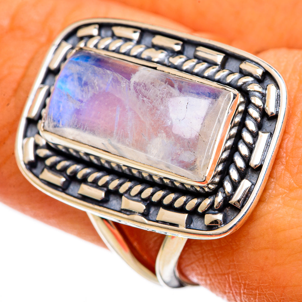 Rainbow Moonstone Rings handcrafted by Anasilvercos - RING106374
