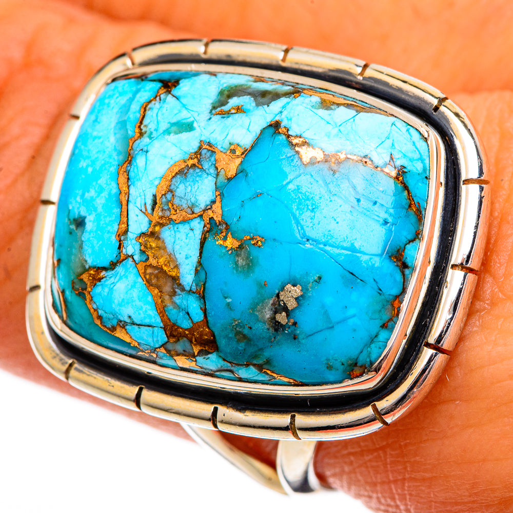 Blue Copper Composite Turquoise Rings handcrafted by Anasilvercos - RING106437