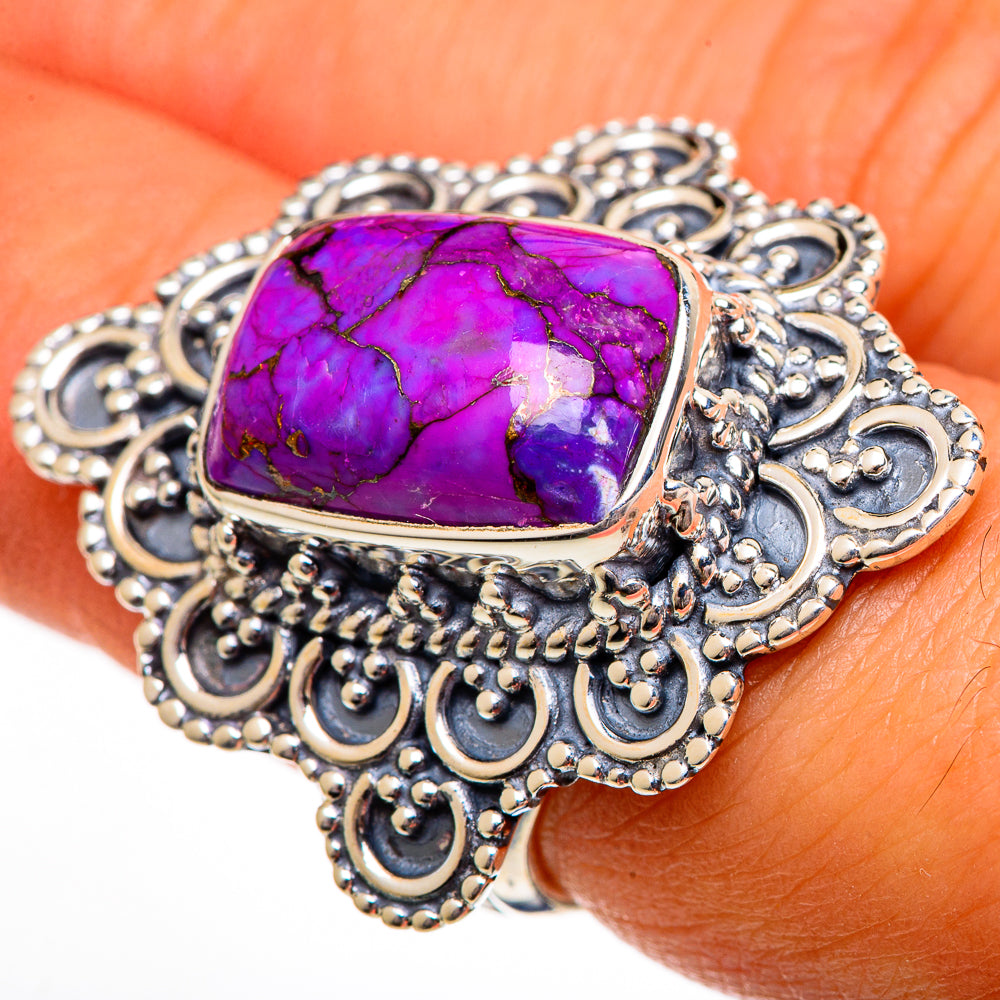 Purple Copper Composite Turquoise Rings handcrafted by Anasilvercos - RING106465