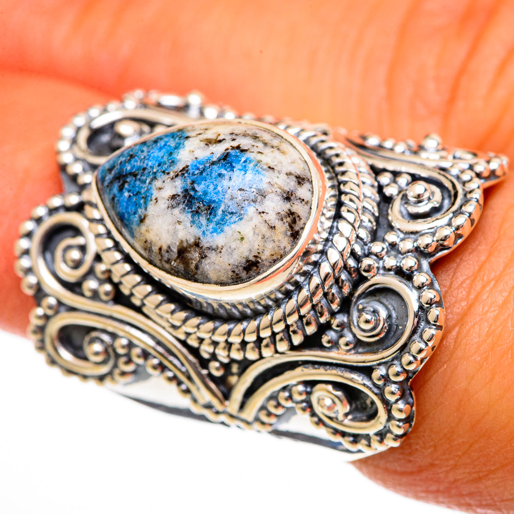 K2 Blue Azurite Rings handcrafted by Anasilvercos - RING106508