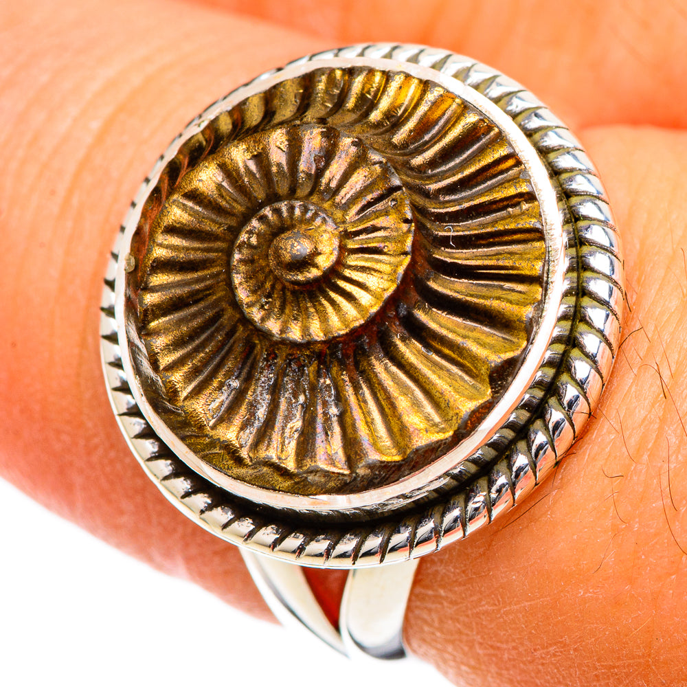 Pyrite Fossil Rings handcrafted by Anasilvercos - RING106557