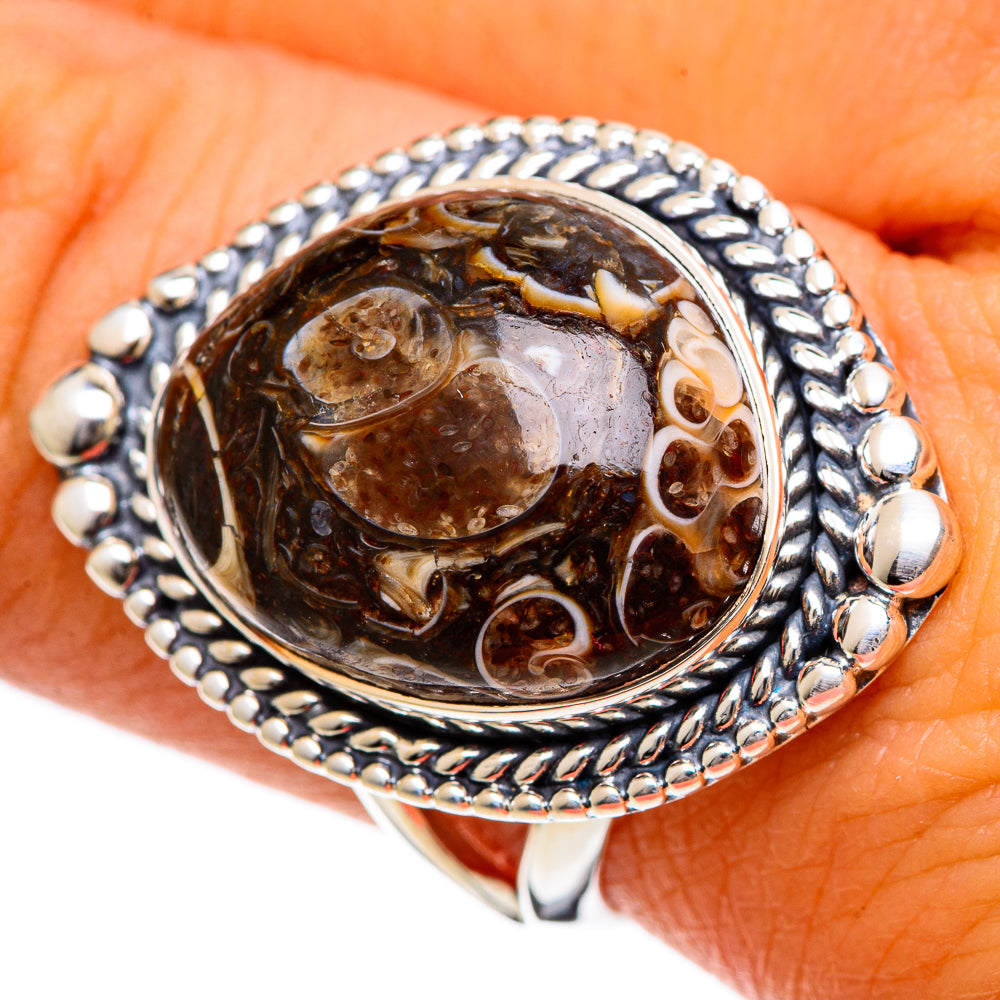 Turritella Agate Rings handcrafted by Anasilvercos - RING106588