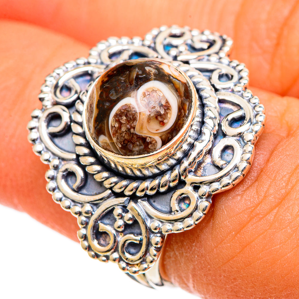Turritella Agate Rings handcrafted by Anasilvercos - RING106622