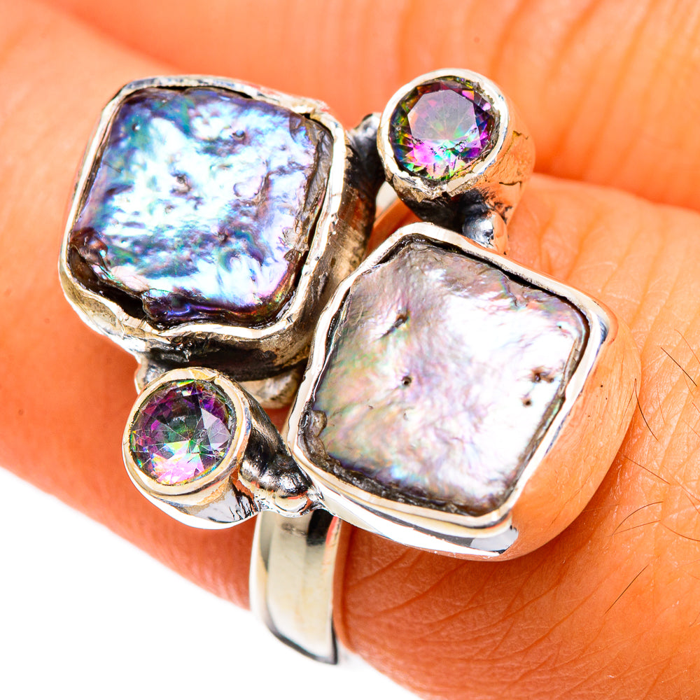Titanium Mother Of Pearl Rings handcrafted by Anasilvercos - RING106630