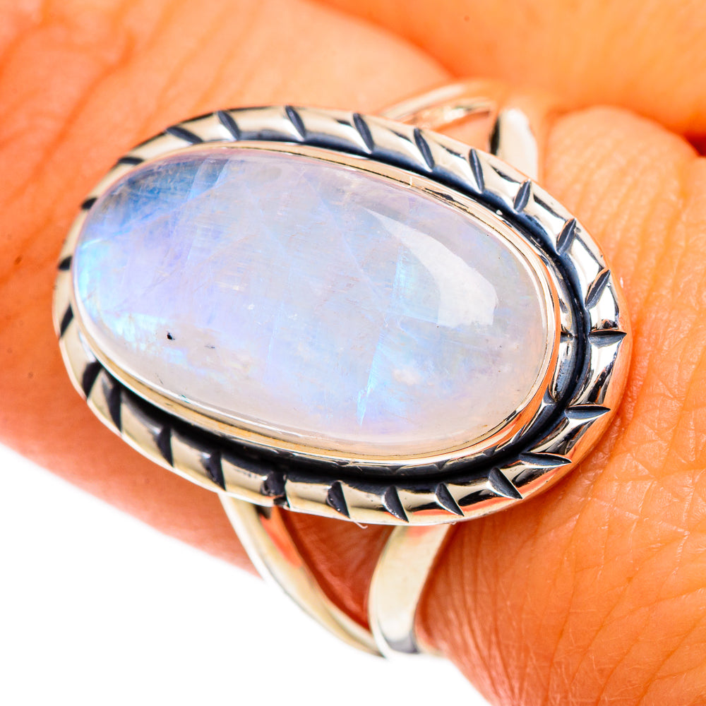 Rainbow Moonstone Rings handcrafted by Anasilvercos - RING106635