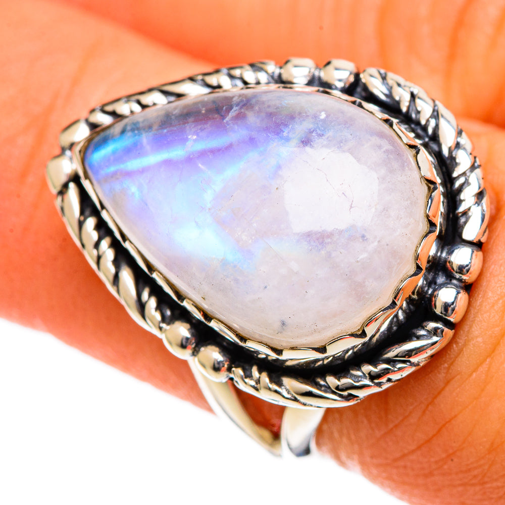 Rainbow Moonstone Rings handcrafted by Anasilvercos - RING106664